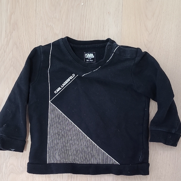 Karl Lagerfeld Kids Black Graphic Long Sleeve Tee - Picture 1 of 2
